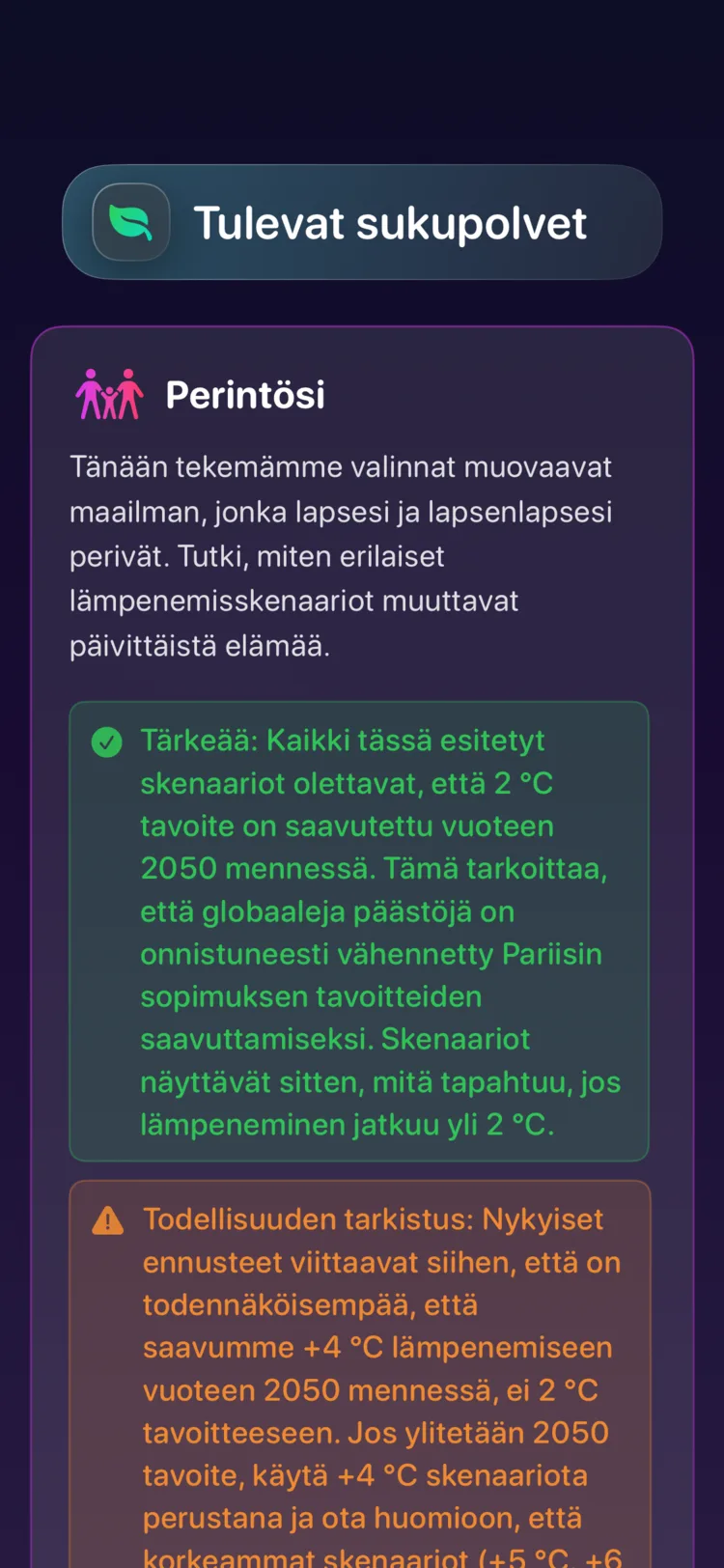 Decarbonrin Tulevat sukupolvet -näkymä: miten lämpenemisskenaariot muovaavat lasten perimää maailmaa